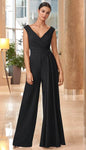 Sophisticated V-neck Sleeveless Natural Waistline Back Zipper Plunging Neck Jumpsuit