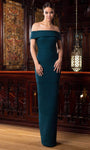 Natural Waistline Sheath Cap Sleeves Off the Shoulder Floor Length Back Zipper Beaded Slit Open-Back Sheath Dress/Evening Dress