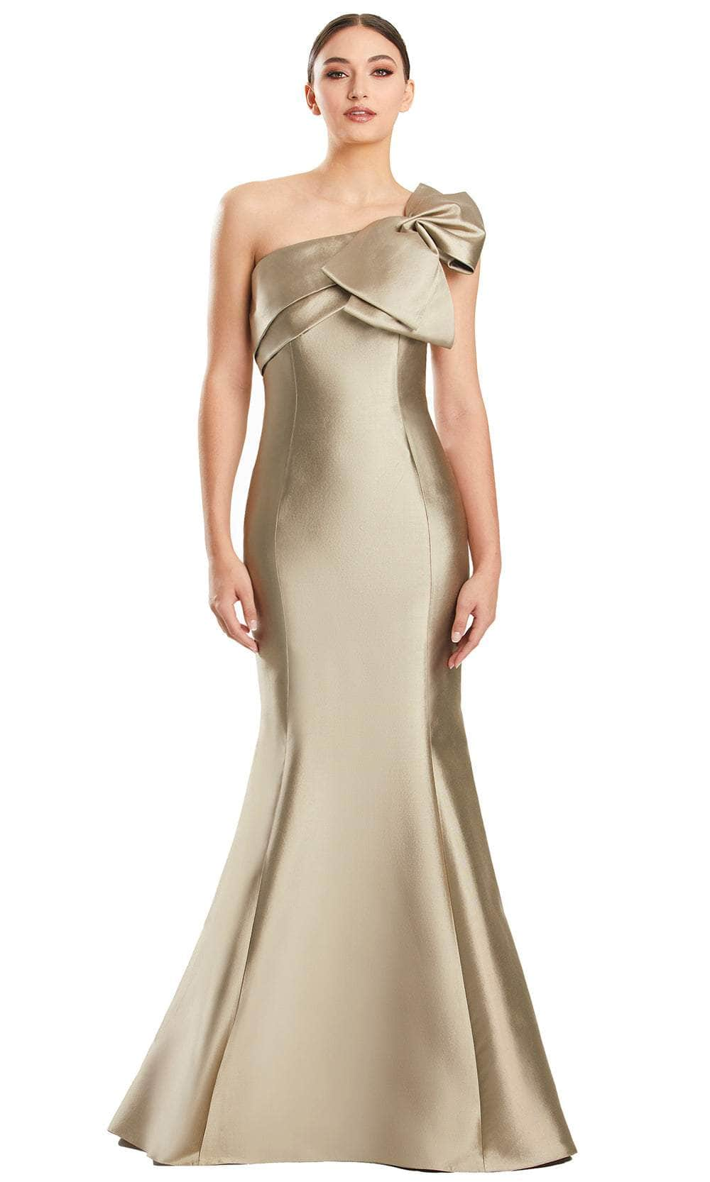 Alexander by Daymor 1850F23 - Bow Accent Asymmetric Evening Gown
