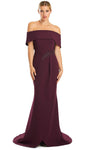 Sheath Short Sleeves Sleeves Off the Shoulder Wrap Button Closure Slit Beaded Applique Open-Back Natural Waistline Sheath Dress/Evening Dress with a Brush/Sweep Train