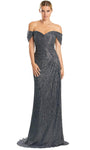 A-line Off the Shoulder Natural Waistline Back Zipper Fitted Ruched Sweetheart Prom Dress with a Brush/Sweep Train