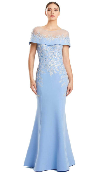 Sophisticated Embroidered Back Zipper Illusion Bateau Neck Short Sleeves Sleeves Natural Waistline Sheath Sheath Dress/Mother-of-the-Bride Dress with a Brush/Sweep Train