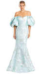 Sweetheart Floral Print Mermaid Natural Waistline Crystal Off the Shoulder Dress with a Brush/Sweep Train