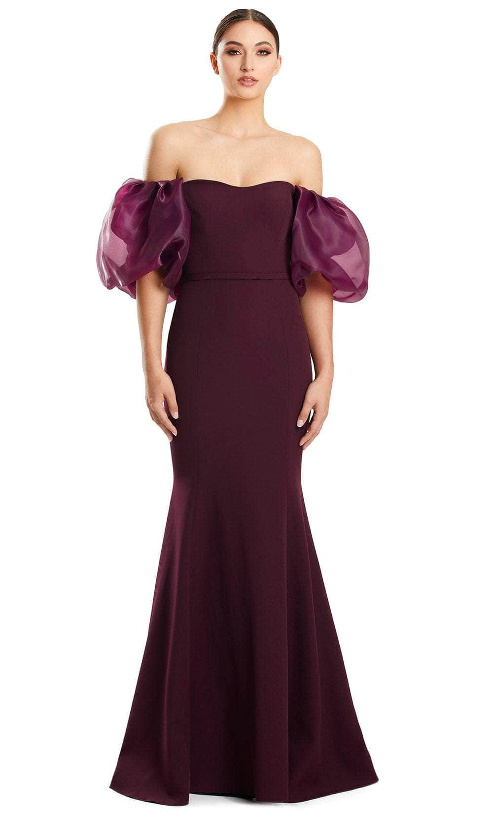 Alexander by Daymor 1870F23 - Puff Sleeve Trumpet Evening Gown
