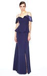 Natural Waistline Fitted Peplum Off the Shoulder Sweetheart Sheath Floor Length Sheath Dress/Evening Dress