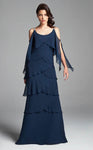 Floor Length Tiered Sheer Cutout Scoop Neck Natural Waistline Sheath Sheath Dress/Mother-of-the-Bride Dress With Ruffles
