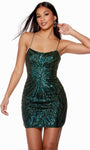 Sleeveless Scoop Neck Cocktail Short Open-Back Lace-Up Back Zipper Sequined Fitted Sheath Natural Waistline Sheath Dress