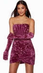 Strapless Cocktail Short Corset Natural Waistline Back Zipper Ruched Open-Back Velvet Straight Neck Sheath Sheath Dress/Homecoming Dress