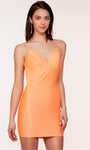 V-neck Sleeveless Spaghetti Strap Sheath Empire Waistline Jersey Above the Knee Ruched Open-Back Sheath Dress/Homecoming Dress