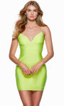 V-neck Jersey Empire Waistline Sleeveless Spaghetti Strap Above the Knee Open-Back Ruched Sheath Sheath Dress/Homecoming Dress