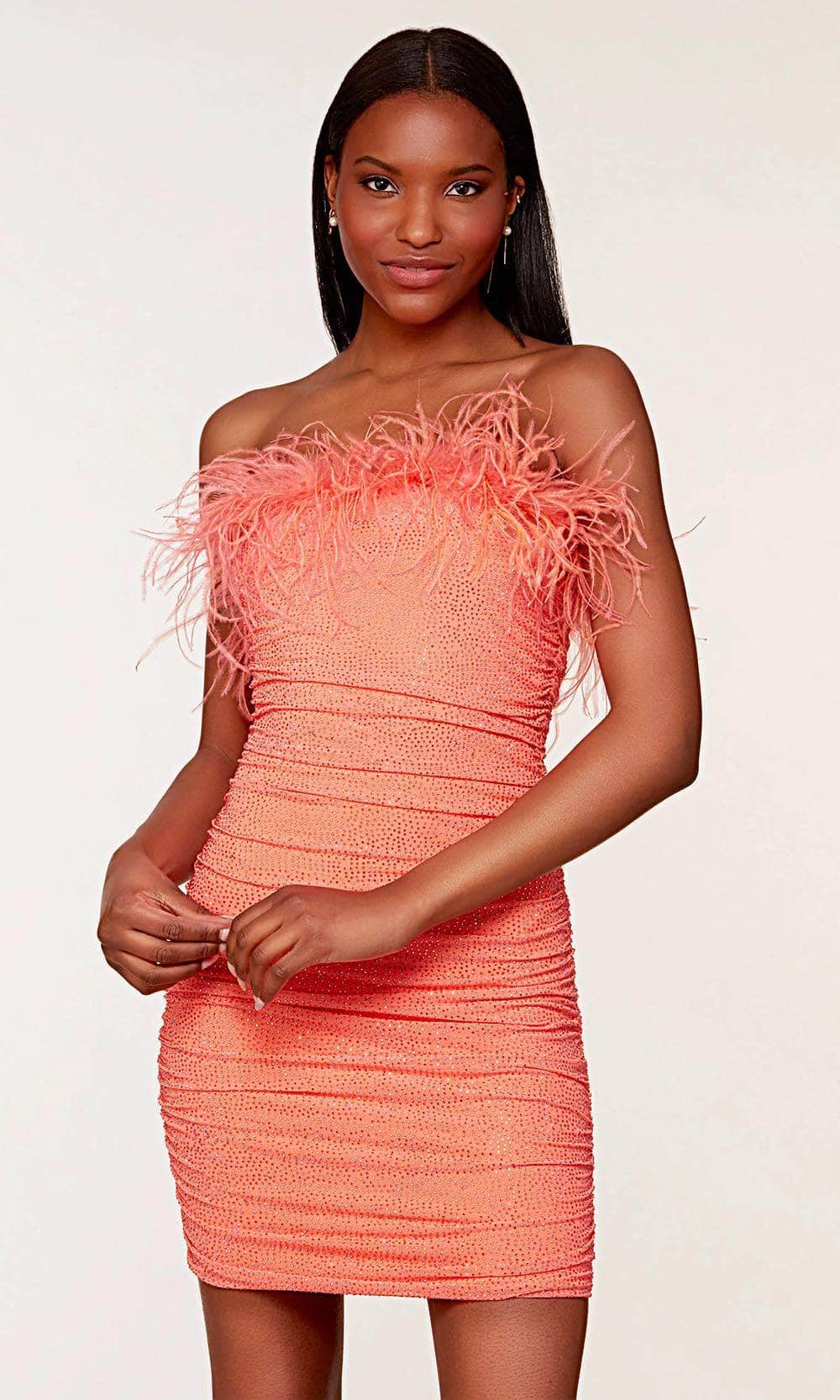 Alyce Paris 4728 - Feather Trimmed Homecoming Dress
