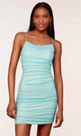 Sophisticated Sheath Cowl Neck Natural Waistline Back Zipper Lace-Up Ruched Mesh Cocktail Short Sleeveless Sheath Dress