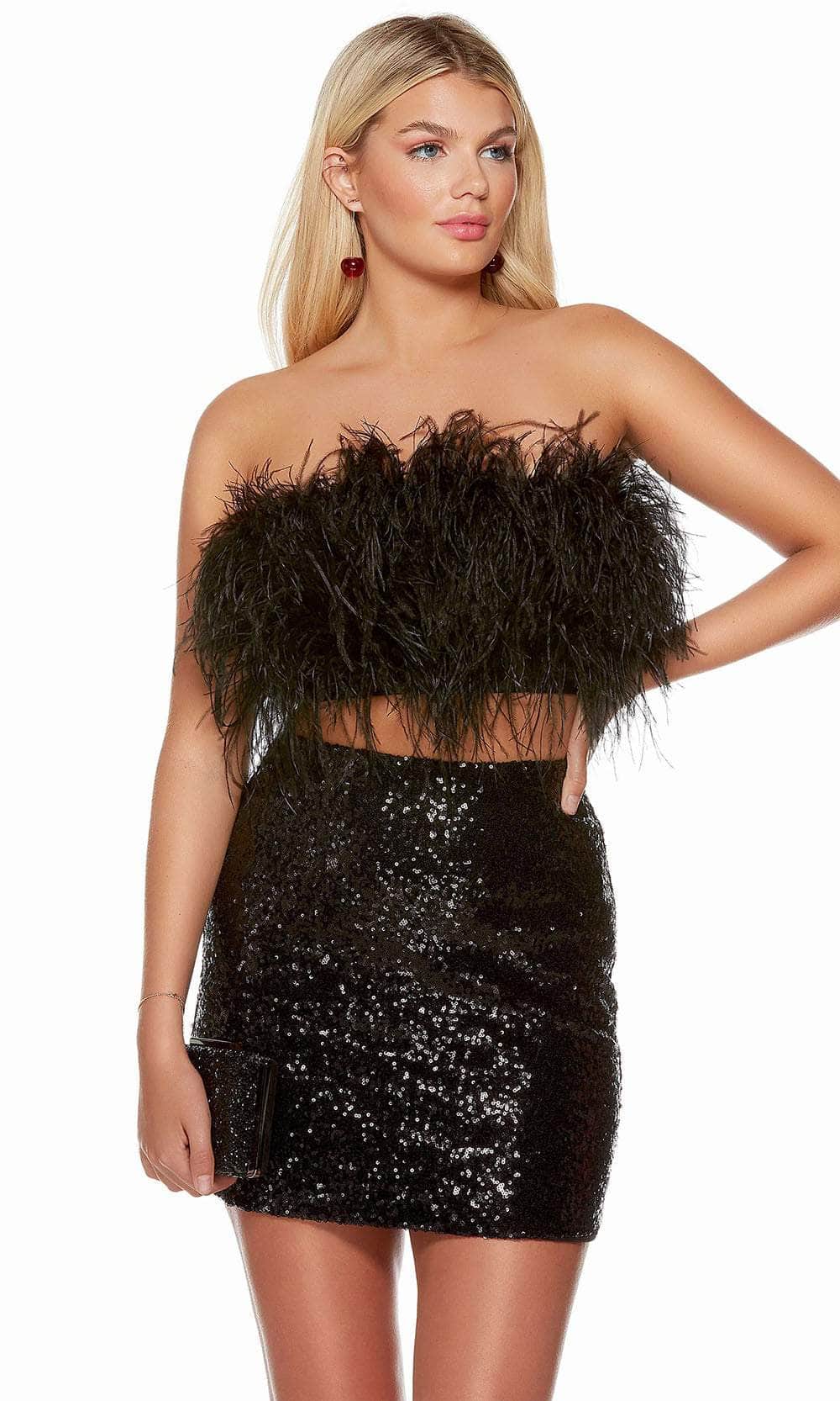 Alyce Paris 4791 - Feather Embellished Strapless Cocktail Dress
