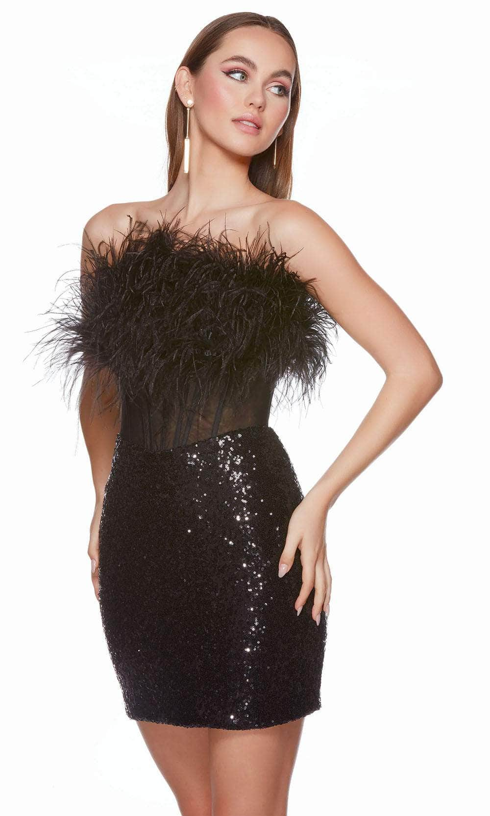 Alyce Paris 4799 - Feather Corset Homecoming Dress
