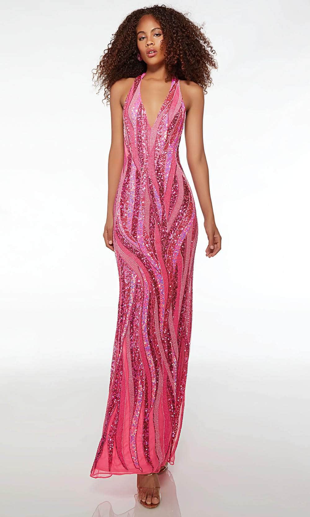 Alyce Paris 61511 - Beaded Plunging Halter Prom Gown
