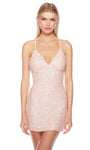 Sophisticated V-neck Sheath Empire Waistline Fitted Open-Back Beaded Hidden Back Zipper Sequined Cocktail Short Spaghetti Strap Sheath Dress