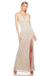 V-neck Sleeveless Spaghetti Strap Sheath Jeweled Neck Natural Waistline Open-Back Jeweled Back Zipper Slit Beaded Sequined Sheath Dress/Evening Dress