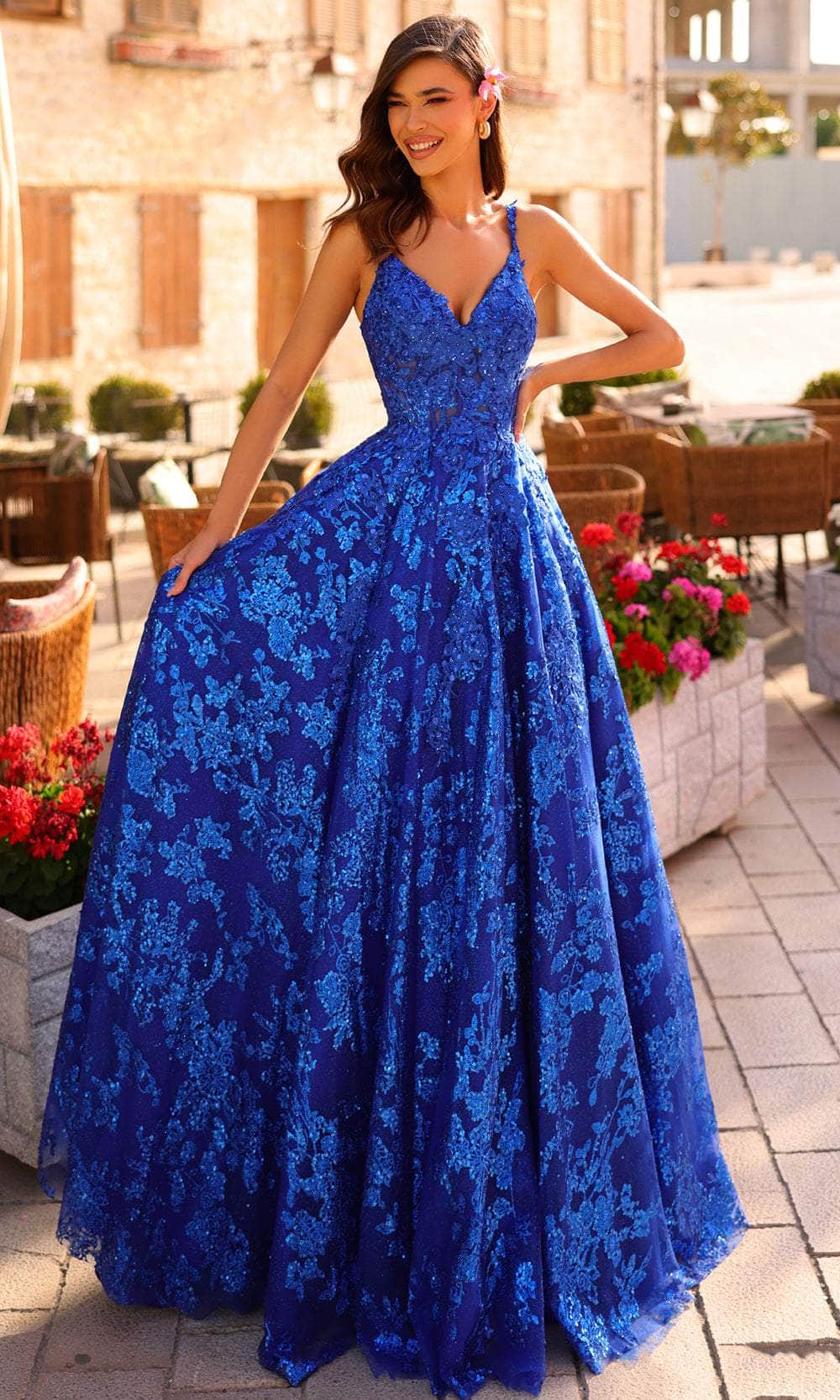 Amarra 88727 - Lace Appliqued Sleeveless Prom Gown
