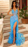 V-neck Plunging Neck Sweetheart Mermaid Ruffle Trim Cutout Sheer Slit Sequined Open-Back Illusion Natural Waistline Sleeveless Prom Dress with a Brush/Sweep Train