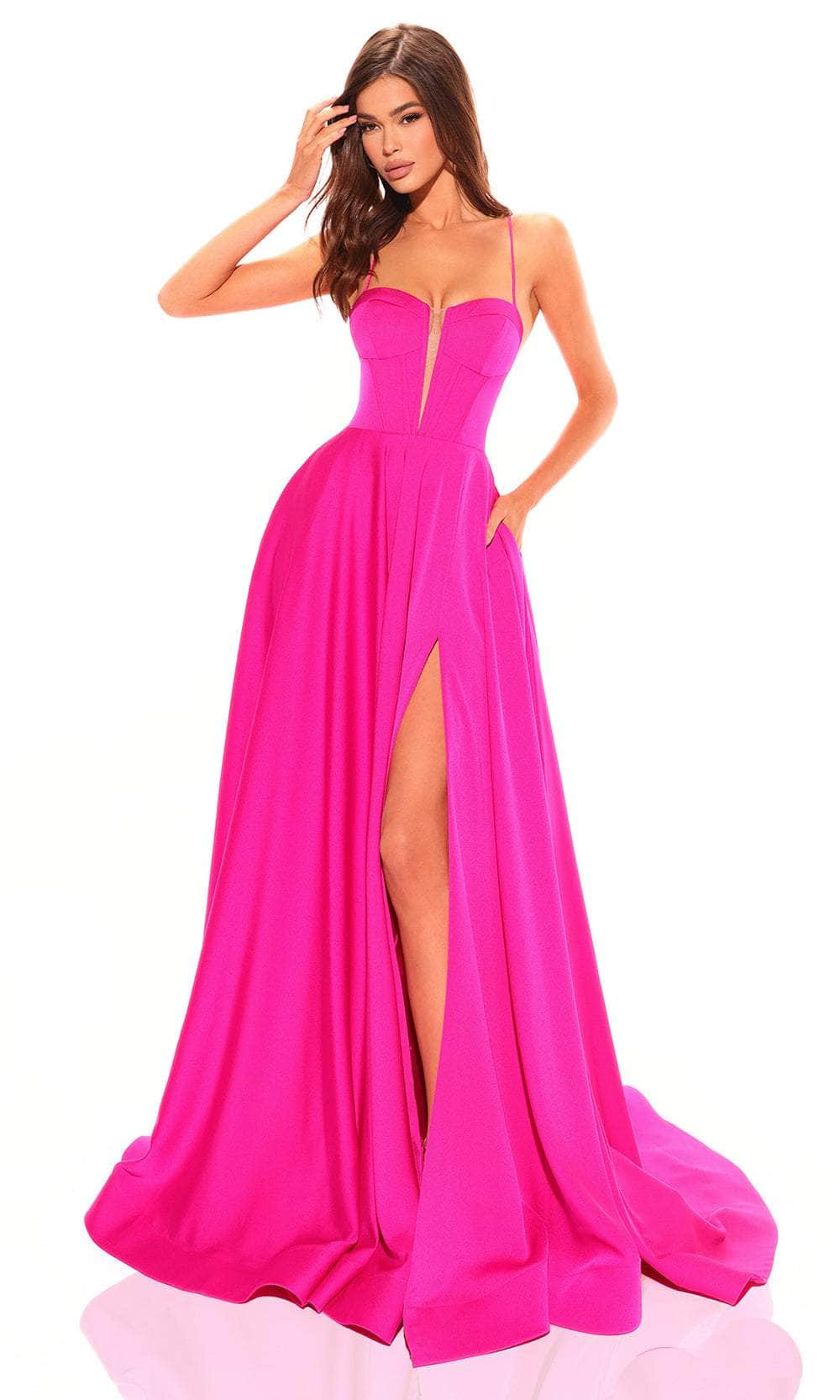 Amarra 88801 - Fitted Plunging A-line Prom Dress
