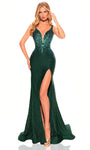 Sophisticated V-neck Plunging Neck Sleeveless Natural Waistline Cutout Illusion Sequined Hidden Back Zipper Slit Mermaid Floral Print Prom Dress with a Brush/Sweep Train