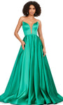 V-neck Strapless Flutter Sleeves Back Zipper Pocketed Open-Back Illusion Pleated Natural Waistline Satin Dress with a Court Train