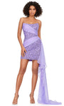 Strapless Short Chiffon Straight Neck Fitted Beaded Back Zipper Flowy Natural Waistline Sheath Sheath Dress With a Sash