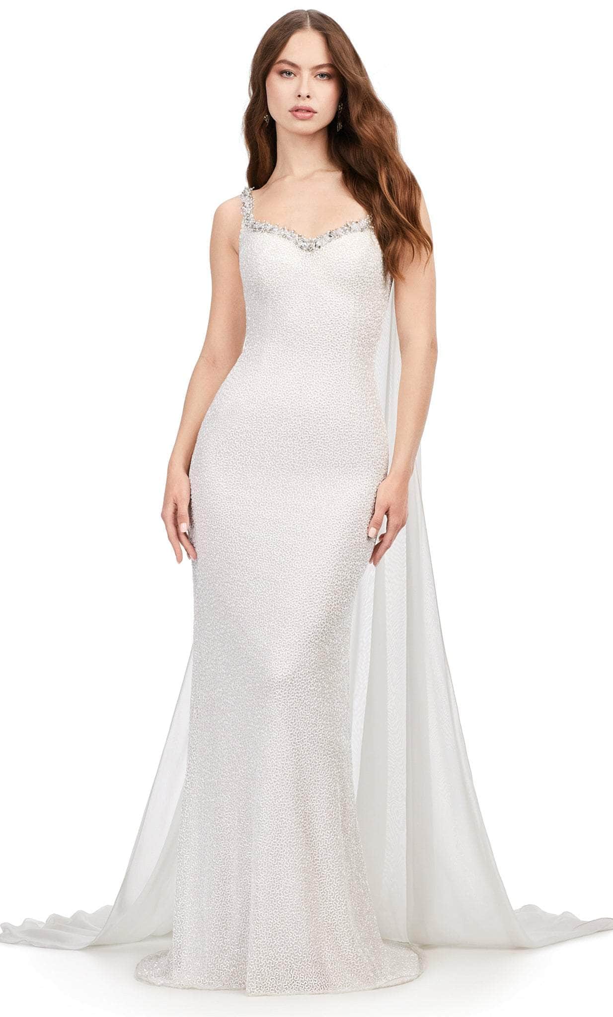 Ashley Lauren 11398 - Vermicelli Beaded Gown with Chiffon Cape
