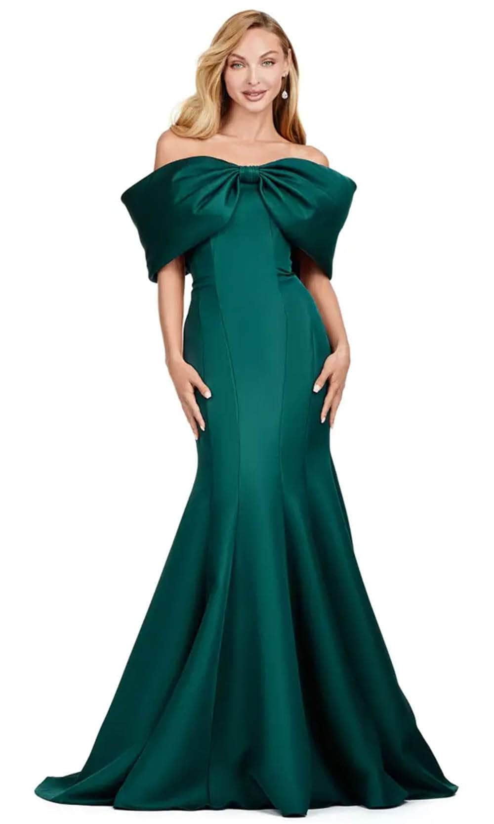 Ashley Lauren 11413 - Bow Accent Satin Mermaid Gown
