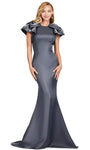 Sophisticated Satin Mermaid High-Neck Natural Princess Seams Waistline Beaded Vintage Back Zipper Dress With a Bow(s)
