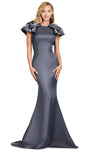 Sophisticated Natural Princess Seams Waistline Mermaid Satin High-Neck Beaded Vintage Back Zipper Dress With a Bow(s)