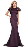 Sophisticated Natural Princess Seams Waistline Satin Mermaid Beaded Vintage Back Zipper High-Neck Dress With a Bow(s)