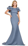 Sophisticated Natural Princess Seams Waistline High-Neck Back Zipper Beaded Vintage Satin Mermaid Dress With a Bow(s)