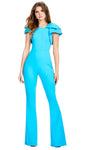 Sophisticated Natural Princess Seams Waistline Back Zipper Fitted Scoop Neck Fit-and-Flare Jumpsuit With a Bow(s)