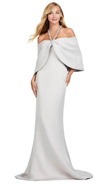 Sophisticated Strapless Natural Princess Seams Waistline Mermaid Satin Off the Shoulder Halter Sweetheart Beaded Hidden Back Zipper Jeweled Button Closure Fitted Dress With Rhinestones