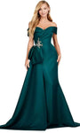Sophisticated Sweetheart Mermaid Fitted Hidden Back Zipper Beaded Off the Shoulder Satin Natural Waistline Dress with a Brush/Sweep Train With a Bow(s)