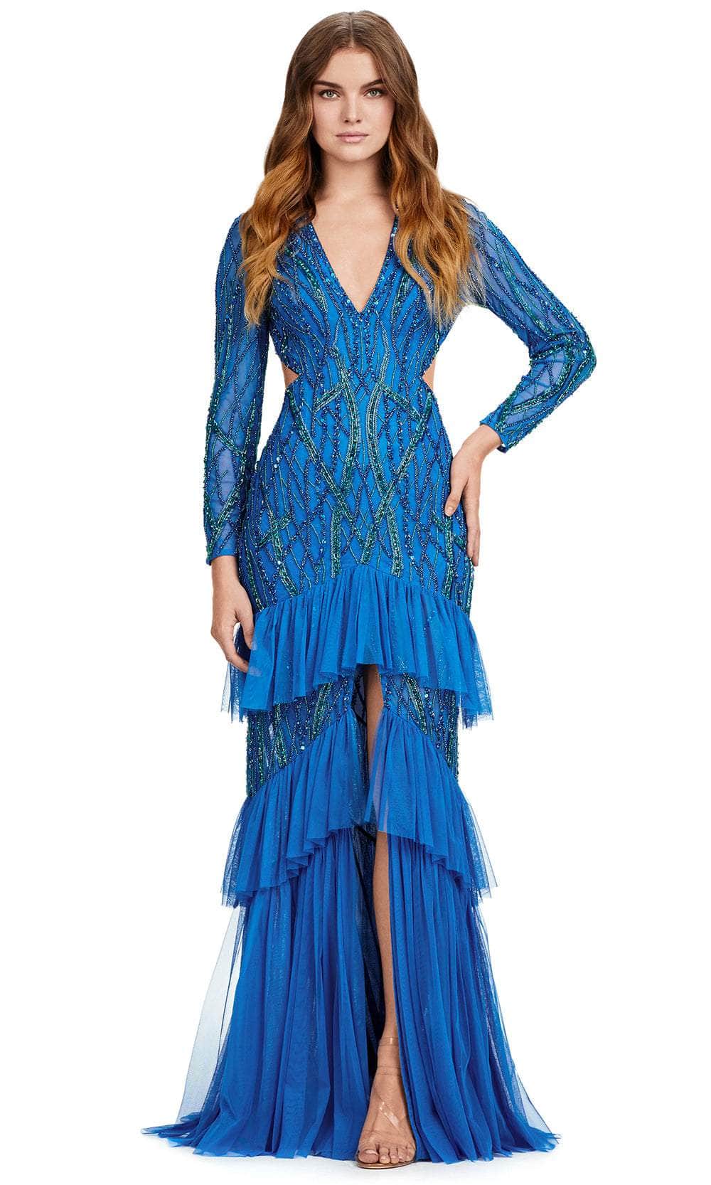 Ashley Lauren 11436 - V-Neck Sequin Embellished Evening Gown
