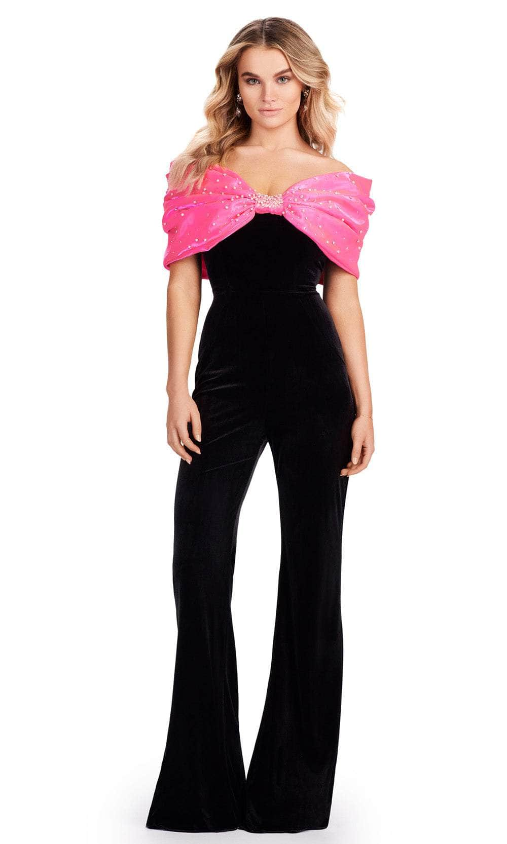 Ashley Lauren 11535 - Oversized Bow Off Shoulder Jumpsuit
