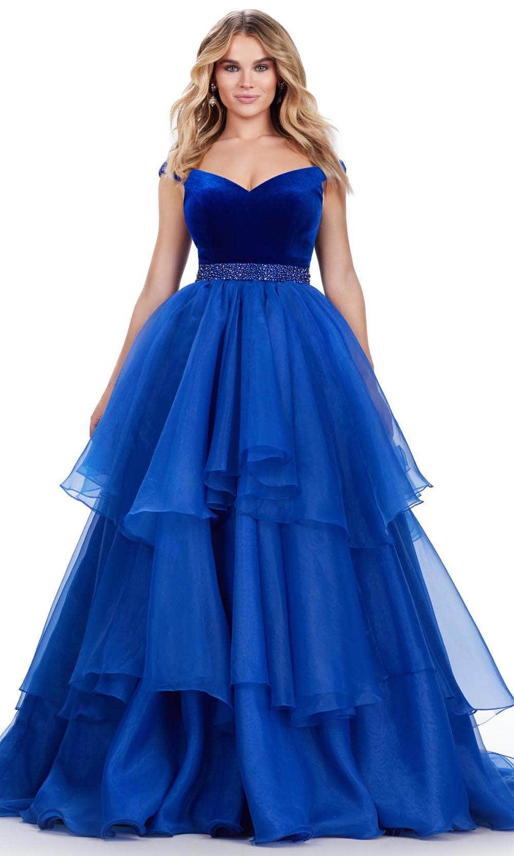 Ashley Lauren 11563 - Off-Shoulder Velvet Ballgown
