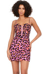 Sheath Sweetheart Fitted Animal Print Corset Natural Waistline Short Sleeveless Spaghetti Strap Sheath Dress