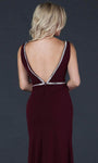 V-neck Plunging Neck Beaded Trim Back Zipper Slit Open-Back V Back Sheer Sheath Sleeveless Floor Length Natural Waistline Cover Up/Sheath Dress/Evening Dress with a Brush/Sweep Train