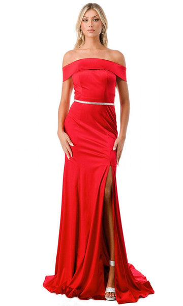 Sexy Back Zipper Open-Back Belted Slit Beaded Cap Sleeves Off the Shoulder Floor Length Natural Princess Seams Waistline Sheath Sheath Dress/Evening Dress with a Brush/Sweep Train