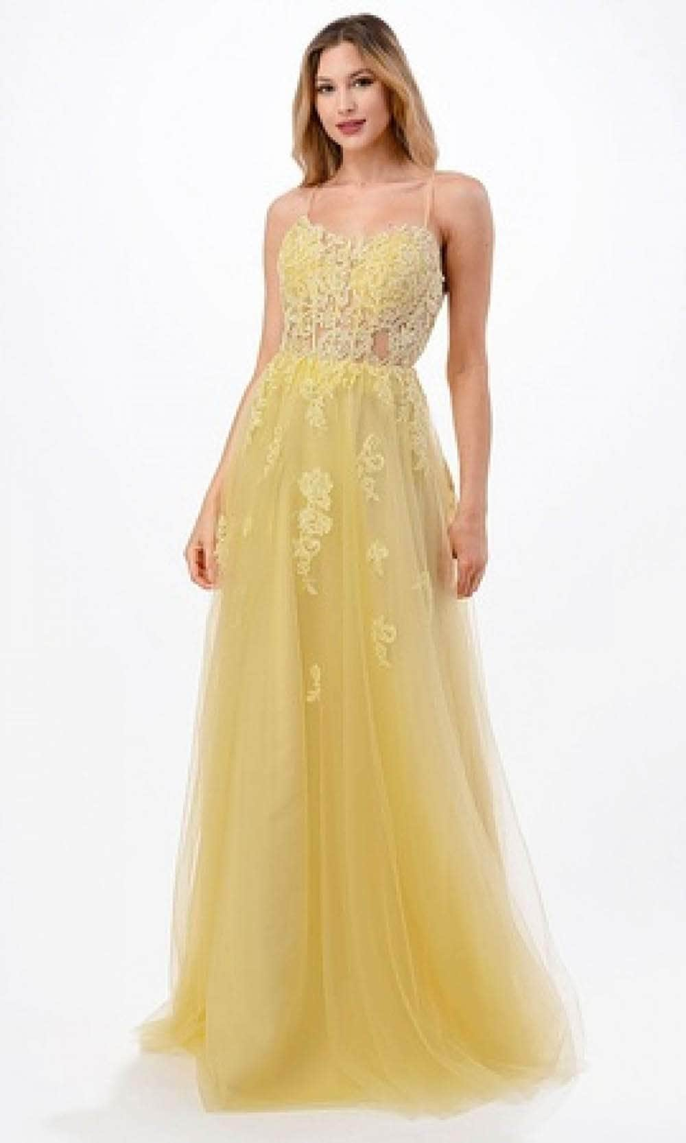 Aspeed Design L2657 - Lace Applique Sleeveless Prom Dress
