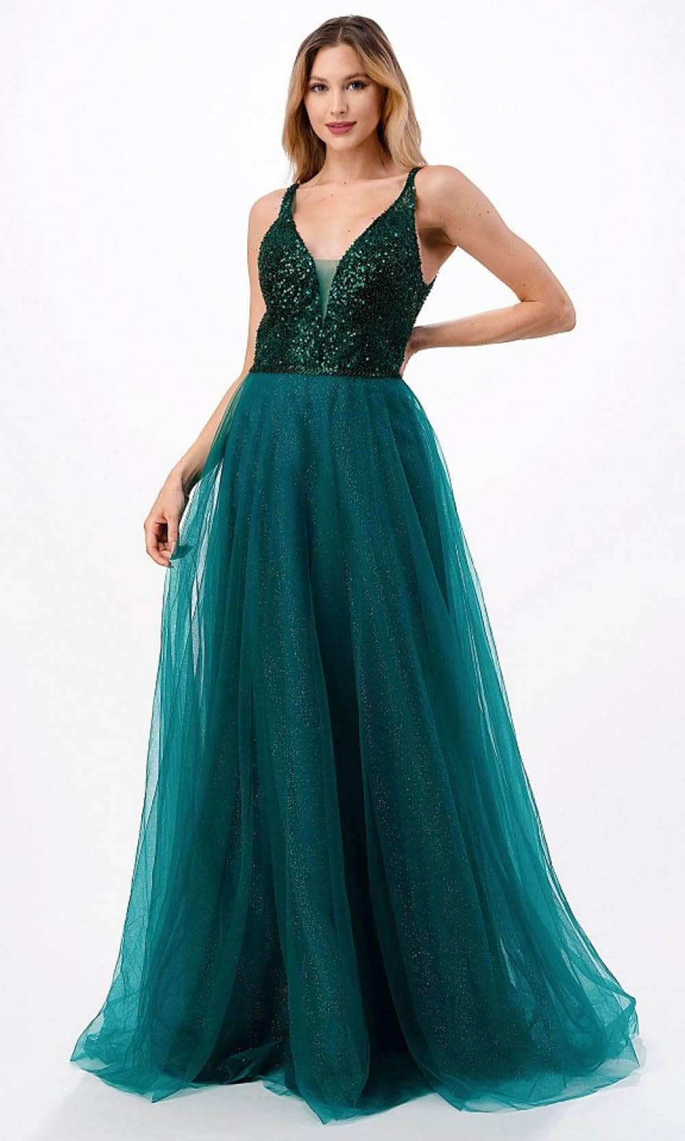 Aspeed Design L2684 - Bead Embellished Open Back Evening Gown
