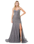 Sexy Mermaid Sweetheart Corset Natural Waistline Spaghetti Strap Glittering Slit Lace-Up Open-Back Evening Dress with a Brush/Sweep Train