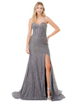Sexy Open-Back Glittering Slit Lace-Up Sweetheart Spaghetti Strap Mermaid Corset Natural Waistline Evening Dress with a Brush/Sweep Train