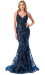 Sophisticated V-neck General Print Glittering Beaded Illusion Open-Back Wrap Lace-Up Mermaid Spaghetti Strap Natural Waistline Plunging Neck Lace Prom Dress with a Brush/Sweep Train