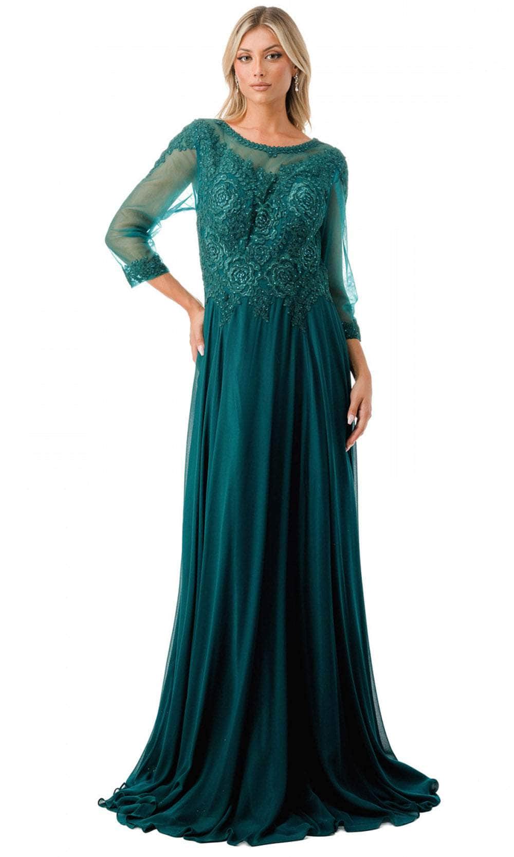 Aspeed Design M2723J - Beaded Lace Illusion Evening Gown
