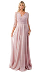 Sophisticated A-line V-neck Beaded Back Zipper Ruched Empire Waistline Prom Dress with a Brush/Sweep Train