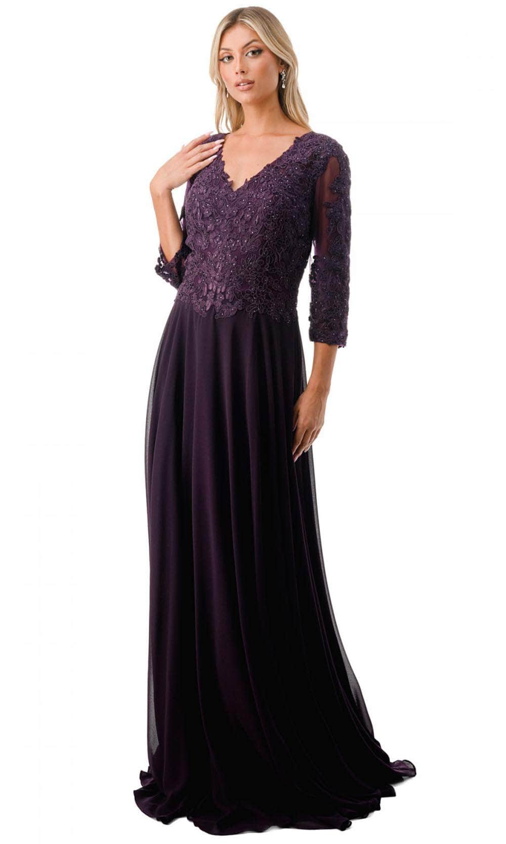 Aspeed Design M2758Q - Lace Appliqued A-Line Evening Gown

